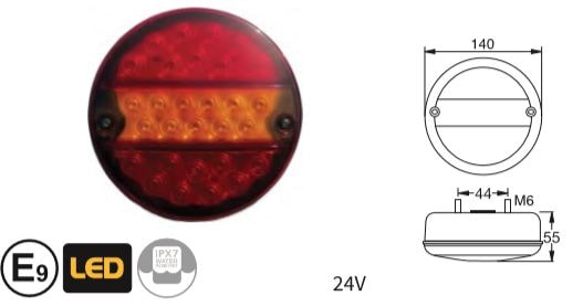 Traktor NFZ LED 3-Kammer-Leuchte Hamburger flach Heckleuchte links/ rechts LKW 
